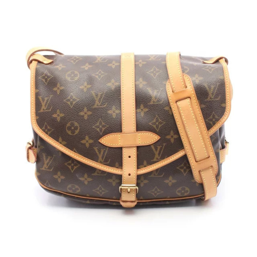 Louis Vuitton Saumur Shoulder Bag Canvas Leather Monogram Brown